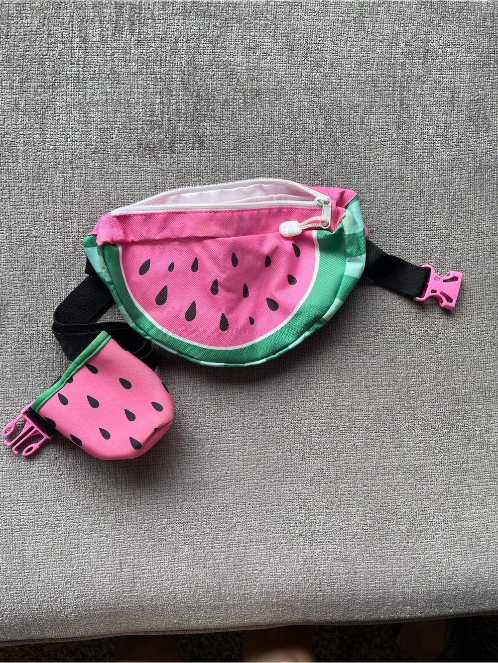 3/$15 Pink Watermelon Print Waist Bag with Drink Holder